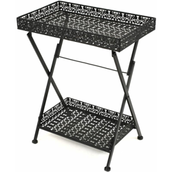 Asupermall - Tavolo da T¨¨ Pieghevole Vintage Metallo 58x35x72 cm Nero en oferta