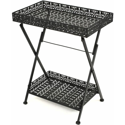 Asupermall - Tavolo da T¨¨ Pieghevole Vintage Metallo 58x35x72 cm Nero