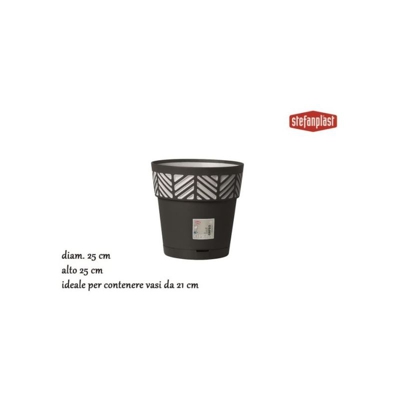 Coprivaso Orfeo Riserva Acqua 25cm Grafite - Stefanplast