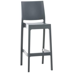 Sgabello Bar Maya Impilabile in Polipropilene I Sgabello Outdoor con Schienale I Sedia Sgabello Alta in Plastica Alt. 75 CM Grigio Scuro en oferta