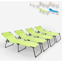 Set 4 lettini spiaggia mare giardino pieghevoli in alluminio Mauritius | Verde características
