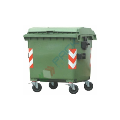 Cassonetto per la raccolta differenziata rifiuti, capacità 1100 Lt, certificato UNI EN 840, coperchio piano, colore verde (Verde)