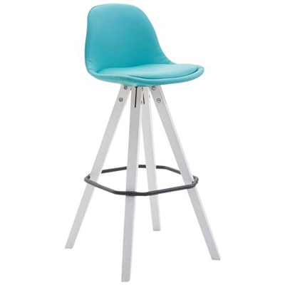 Sgabello Alto Bar Franklin In Similpelle I Sedia Alta Bancone Cucina Design Scandinavo Con Poggiapiedi Gambe Quadrate Blu Bianco (Rovere)