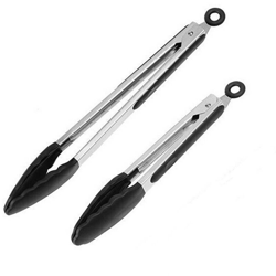 2Pcs 9in 12in Pinze da cucina per alimenti per barbecue antiaderenti con punta in silicone senza BPA,Nero características