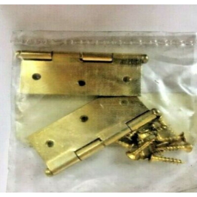 2 CERNIERE SEMILARGHE IN FERRO OTTONATO - PER ANTE MOBILI 50X40MM - Oreca