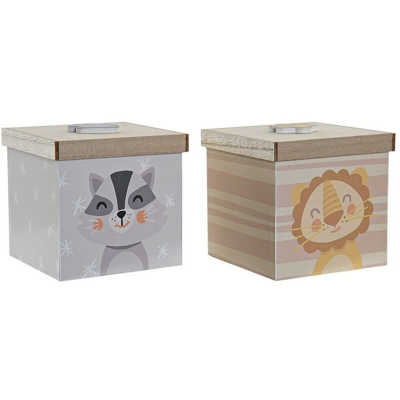 Scatola Decorativa animali Legno MDF (2 pcs) (11.5 x 11.5 x 11 cm) - Dkd Home Decor