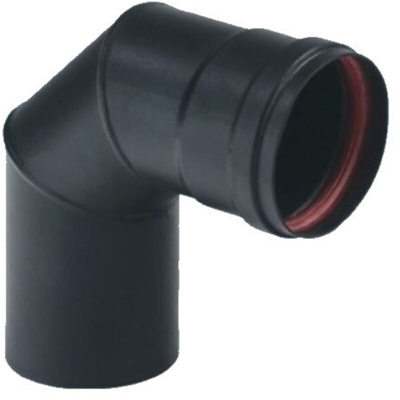 Curva chiusa 90° in acciaio porcellanato 2 mm aeternum ala nero 8 - d 80 mm