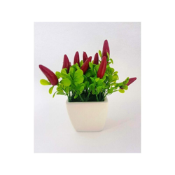 Vaso Ceramica Quadrato Peperoncini Artificiali 16Cm Pianta Decorazione Casa Giardino precio