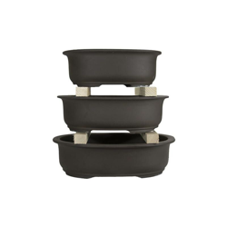 Vasi per bonsai Giapponesi Morrisan ovali in gres (Set da n.3 pezzi) - B21-20 en oferta