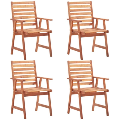 vidaXL Sedie da Pranzo per Esterni in Legno Massello di Acacia 4 pz - Marrone