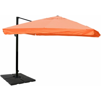 Mendler - Ombrellone parasole HWC-A96 3,5x3,5m alluminio con volante arancio girevole con base