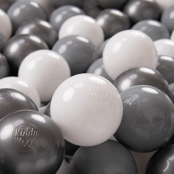 KiddyMoon 100 ? 7CM Palline Morbide Colorate Per Piscina Bambini Fatto In EU, Bianco/Grigio/Argento - bianco/grigio/argento precio
