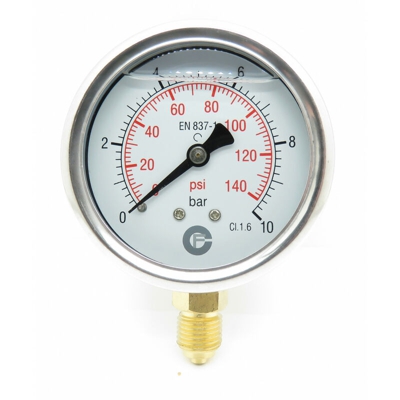 Manometro a bagno di silicone da 1/4' ø 6,3 cm da 0 a 10 bar