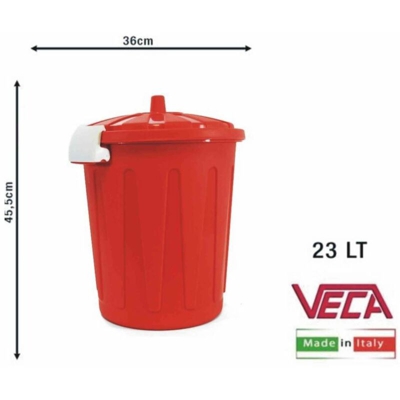 Bidone Con Coperchio Lt.23 Rosso