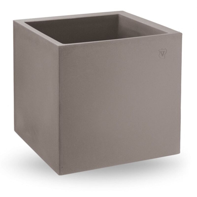 Vaso cubo in resina 'Cosmos' 55 cm. Taupe