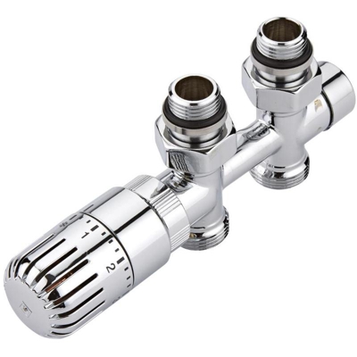 Hudson Reed Valvola Diritta Termostatica Multiblock ad “H” con Adattatore per Radiatori e Scaldasalviette – Tubi in Rame 12 mm