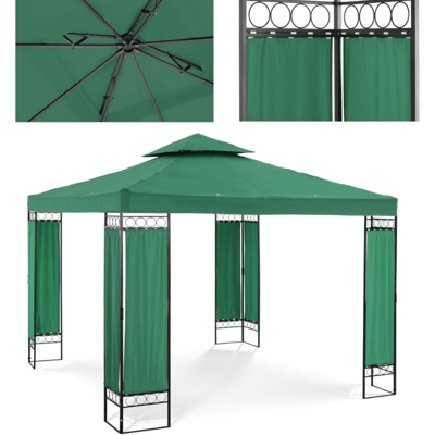 Gazebo Da Giardino E Terrazzo In Metallo Tendone Feste 160 g/m² In Verde Scuro