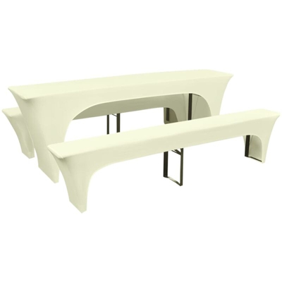 Copertura per Tavolo da Birreria/Panchine Elasticizzata Tre Pezzi Crema - crema - Youthup
