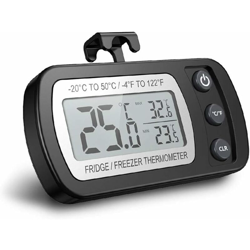 SOEKAVIA Termometro digitale da frigorifero Termometro da congelatore impermeabile con gancio, display LCD di facile lettura, funzione di precio