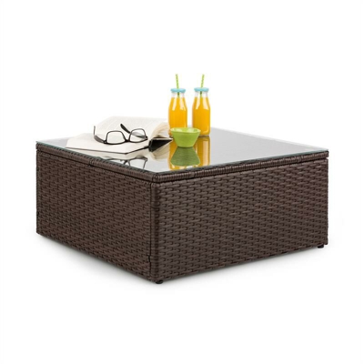 Theia Table Tavolo Lounge Polirattan Piano in Vetro marrone