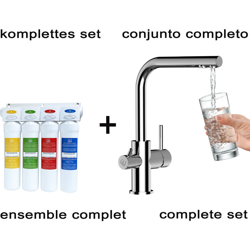 Set completo Filtro e Rubinetto pronto all'installazione - Sistema filtro acqua 4 stadi meccanico + Rubinetto 3vie VZFL011100 en oferta