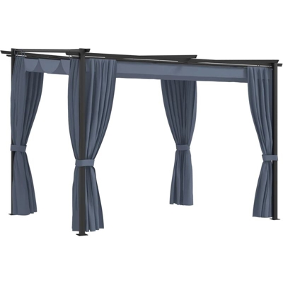 YOUTHUP Gazebo con Tende 3x3 cm Antracite in Acciaio - Antracite