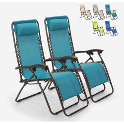 2 sedie sdraio pieghevole multiposizione giardino spiaggia Emily Zero Gravity | Azzurro en oferta