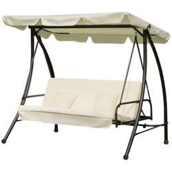 Outsunny Dondolo da Giardino 3 Posti con Tettuccio, Crema, 200x125x170cm características
