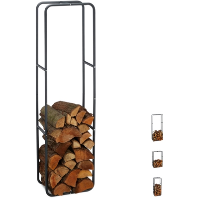 Relaxdays - Scaffale per Legna, Porta-Legna per Camino, Stufa, Interni ed Esterni, Acciaio, Antracite, HxL: 150 x 40 cm
