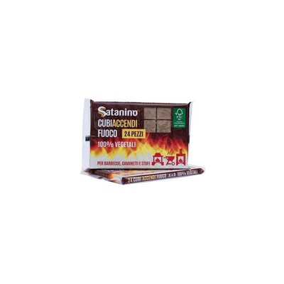 Tecno Air System - Cubi Accendifuoco 100% Vegetali per Barbecue Caminetti e Stufe SATANINO (24 Pz.)