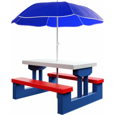 Tavolo e sedie da giardino per bambini con ombrellone set da giardino tavolo e panche pic nic terrazza esterno bambino bambina - Deuba