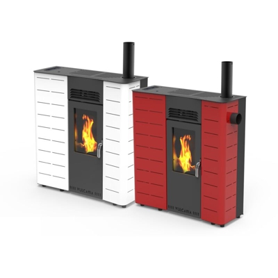 Stufa a pellet canalizzata Vulcania New Slim 11,1 kW-Bianco - Bianco - - Bianco