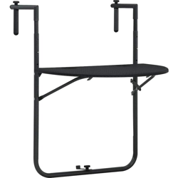 vidaXL Tavolo da Balcone Pensile 60x64x83,5cm Plastica Rattan Nero - Nero características