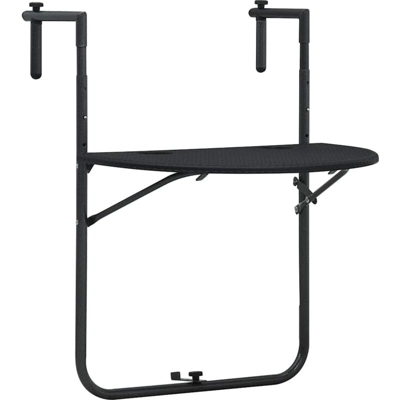 vidaXL Tavolo da Balcone Pensile 60x64x83,5cm Plastica Rattan Nero - Nero