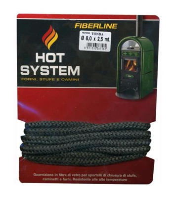 EAC - GUARNIZIONE in fibra di vetro Tonda per STUFA 6x2,5 metri FIBERLINE