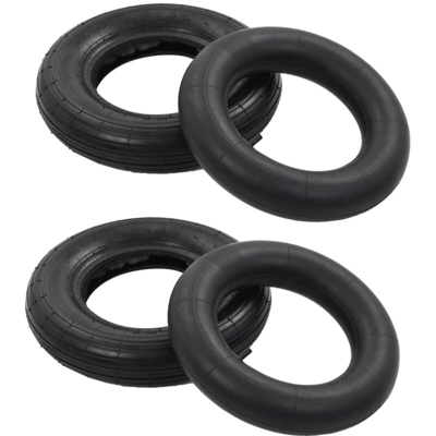 vidaXL Set Ruote e Camere d'Aria per Carriola 4 pz 3.50-8 4PR Gomma - Nero