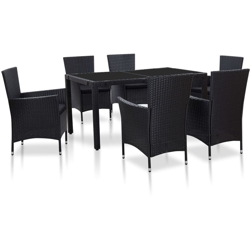Set da Pranzo per Giardino in Polyrattan Nero Tavolo con Sedie vari modelli modelli : 7 pz características