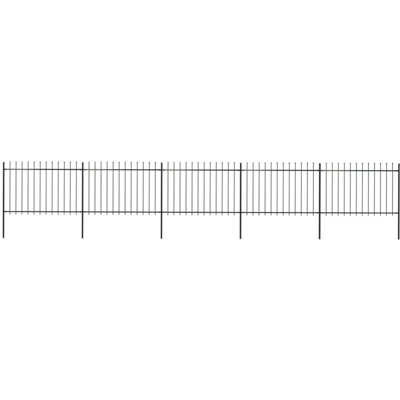 Recinzione Giardino con Punta a Lancia in Acciaio 8,5x1,2m Nera - Nero - Youthup