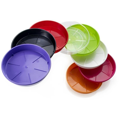 Sottovaso rotondo 'Plato' per vasi colorati da esterno e giardino. -DIAM 36 x H 5.2 cm / Trasparente