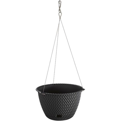 Vaso di fiori rotonda sospesa 3L Prosperplast Splofy di plastica in colore antracite, Ø23 x 14,5 cm