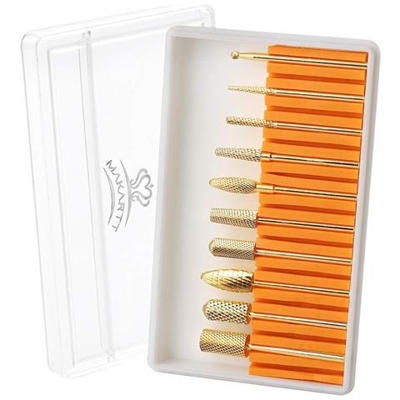 Punte Per Trapano Per Unghie Set Punte Per Trapano Per Unghie In Carburo Di Tungsteno Dorato 10 Pezzi Rimuovi Unghie Acriliche Smalto Per Unghie Gel Per Unghie Poli | attrezzatura Per Nail Art