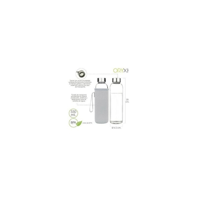Borraccia Cristal 550 ml. Manica in neoprene con manico. Senza BPA 05024200