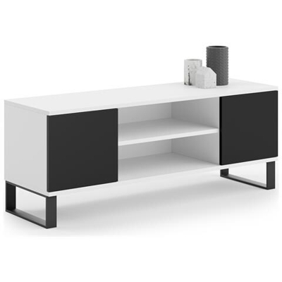 Mobile Tv Focus Tavolo Tv, Cassettiera Soppalco 155cm Loft Bianco E Nero