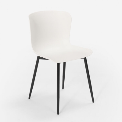 Sedia design moderno in polipropilene e metallo per cucina bar ristorante Chloe | Bianco