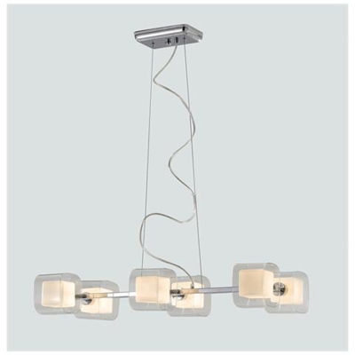 I-YOGA-S6 - Lampadario a sospensione con paralumi trasparenti e bianchi 42 watt G9