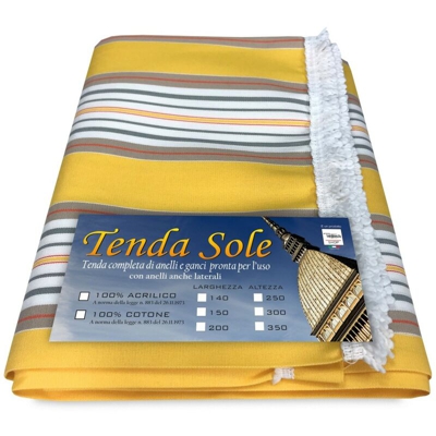 TENDA SOLE DA ESTERNO GIARDINO BALCONE RIGHINO GIALLO CONFEZIONATA Cm. 140x350