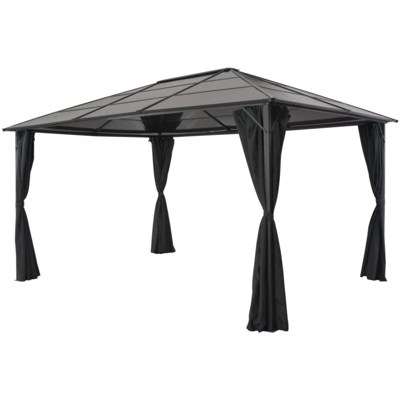 Gazebo con Tende in Alluminio 4x3x2,6 m Nero - Nero - Vidaxl