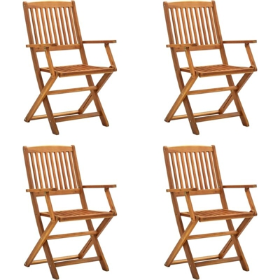 YOUTHUP Sedie da Giardino Pieghevoli 4 pz in Legno Massello d'Acacia - Marrone