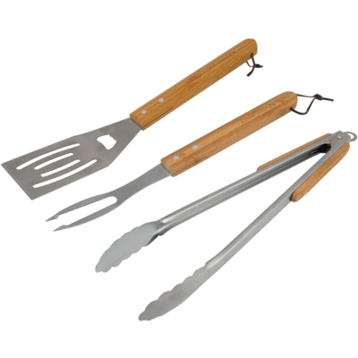 Campingaz - SET SPATOLA FORCHETTA PINZA MANICO IN LEGNO | PZ