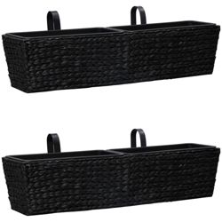 Fioriere da Giardino 2 pz in Giacinto Intrecciato Nero - Nero - Vidaxl precio
